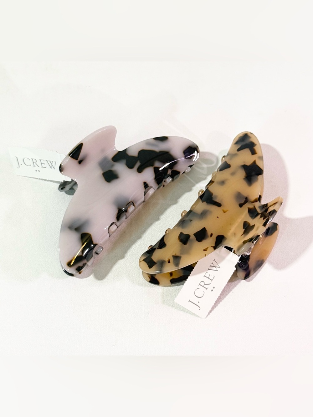 Set of 2 J.Crew Large Tortoise Claw Clips – Blonde Tort & Black/White Tort (NWT)